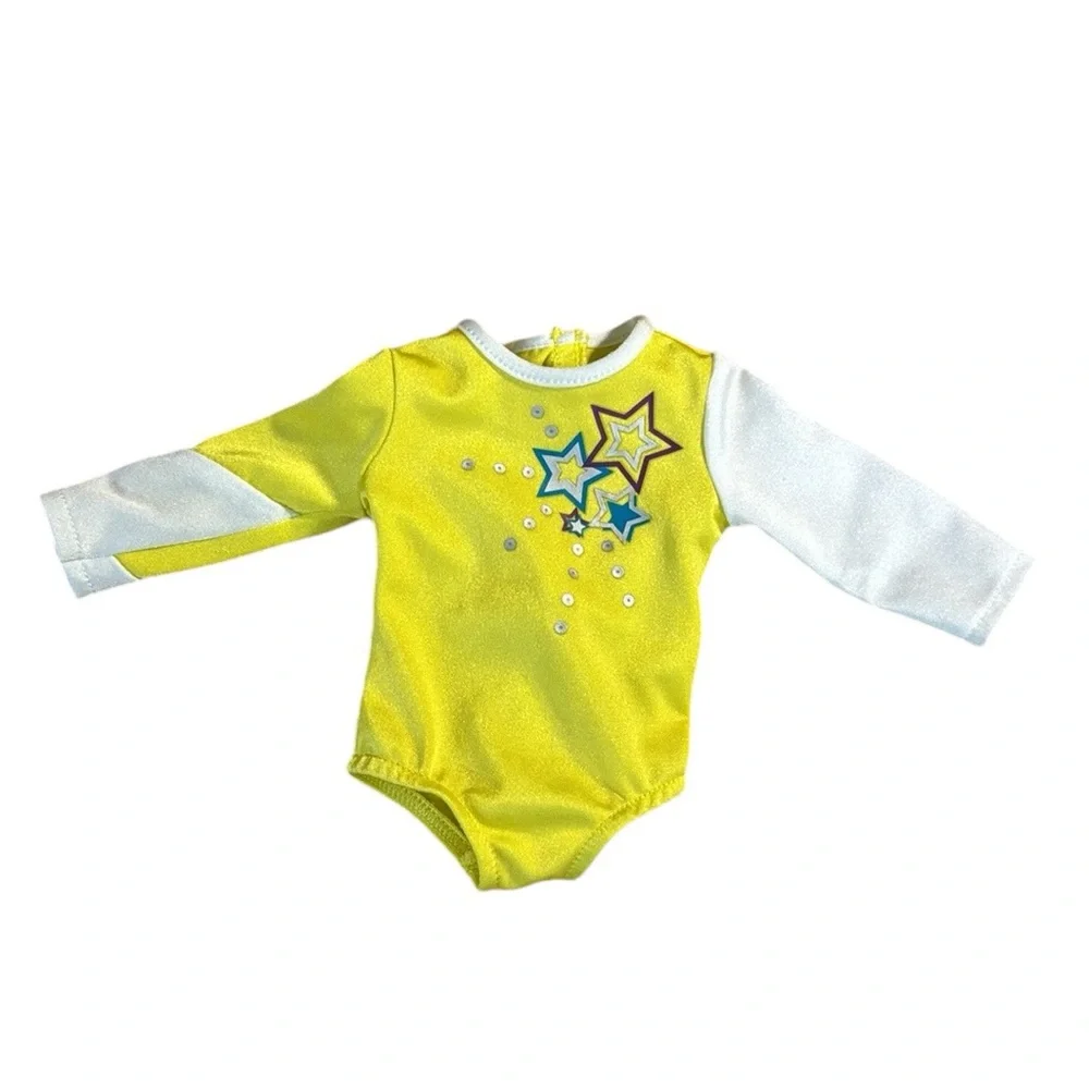 American Girl Doll Flower Power Outfit Blue Jeans-Yellow Leotard Top and Boots